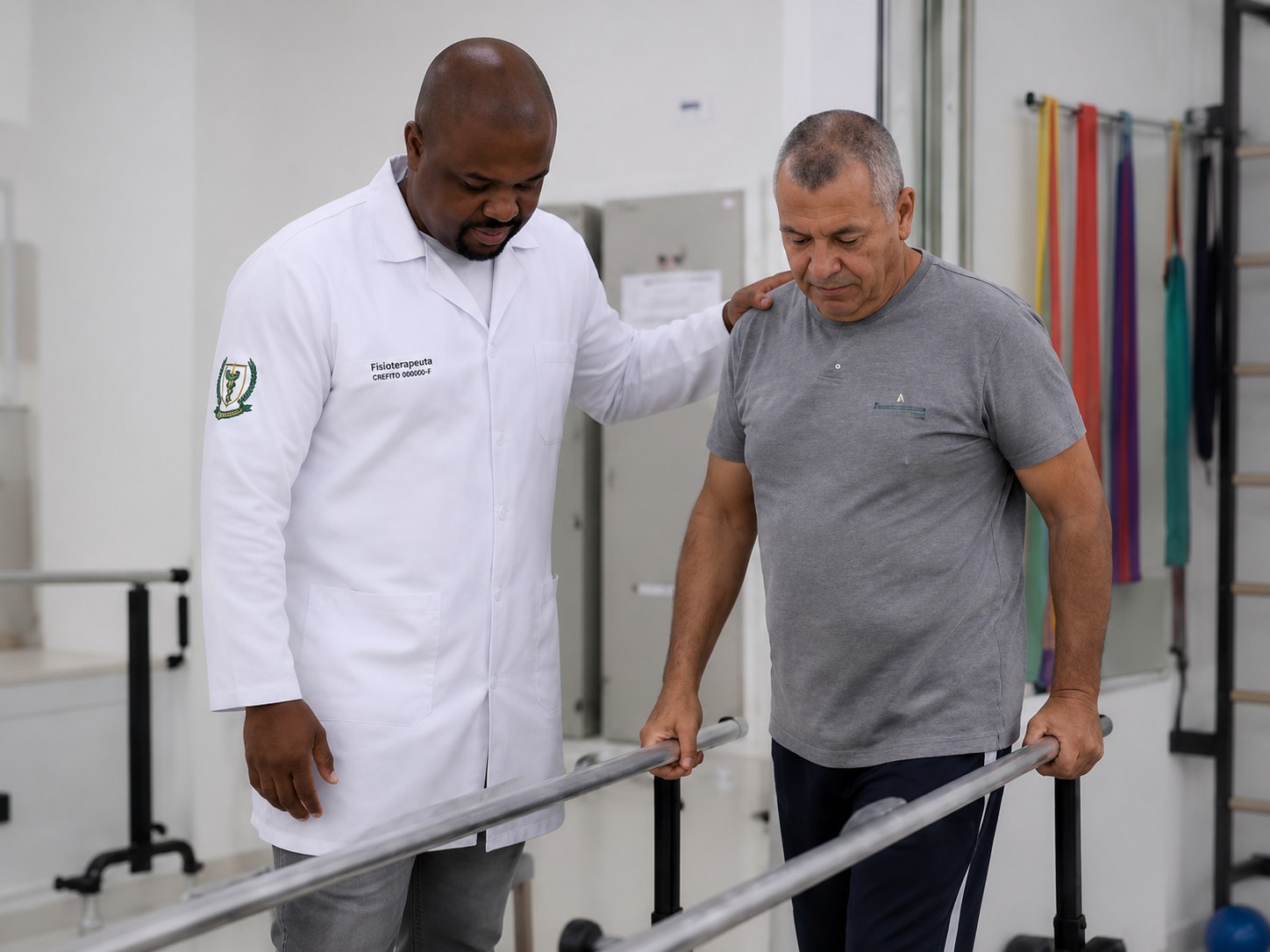 Atendimento de fisioterapia com paciente idoso