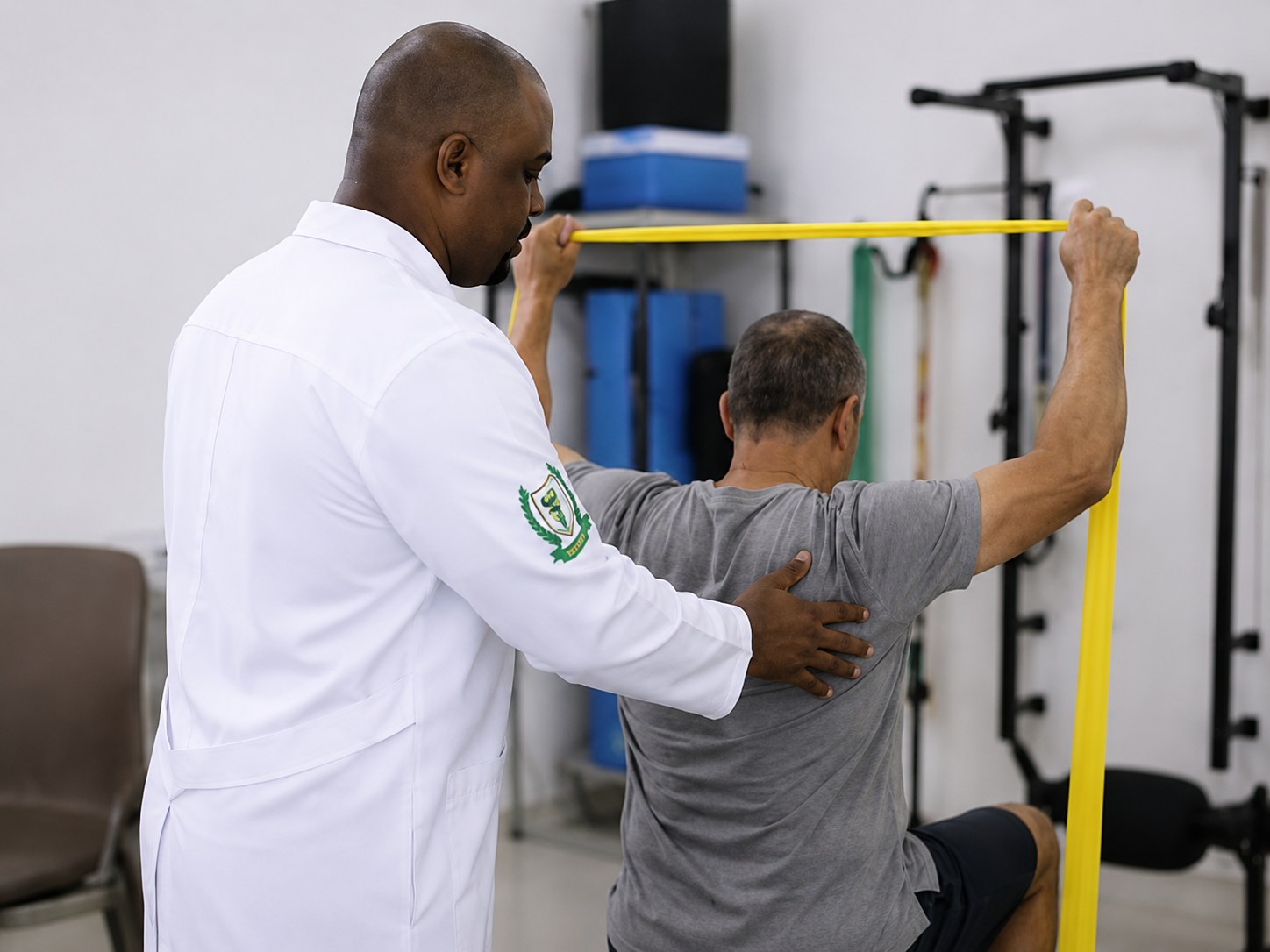 Exercício terapêutico com fisioterapeuta